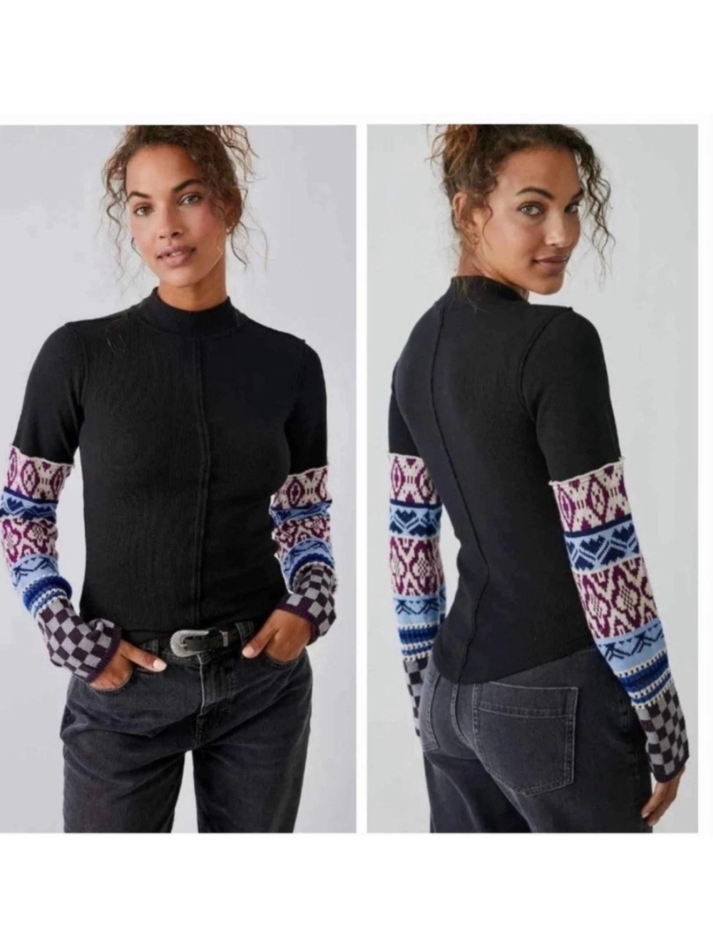 Free People We The Free Gorgeous Cuff Thermal Top Black
